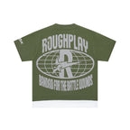 ROUGHPLAY Heavyweight Layered Graphic Tee - Olive Green Skull & Flame