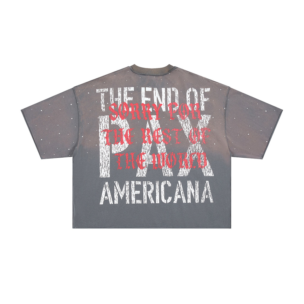 RARE PEACE The Beginning Of The End Rhinestone Cropped Oversized T‑Shirt