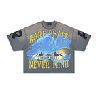 RARE PEACE The Dark Age 2.0 Never‑Mind Rhinestone Cropped Oversized T‑Shirt