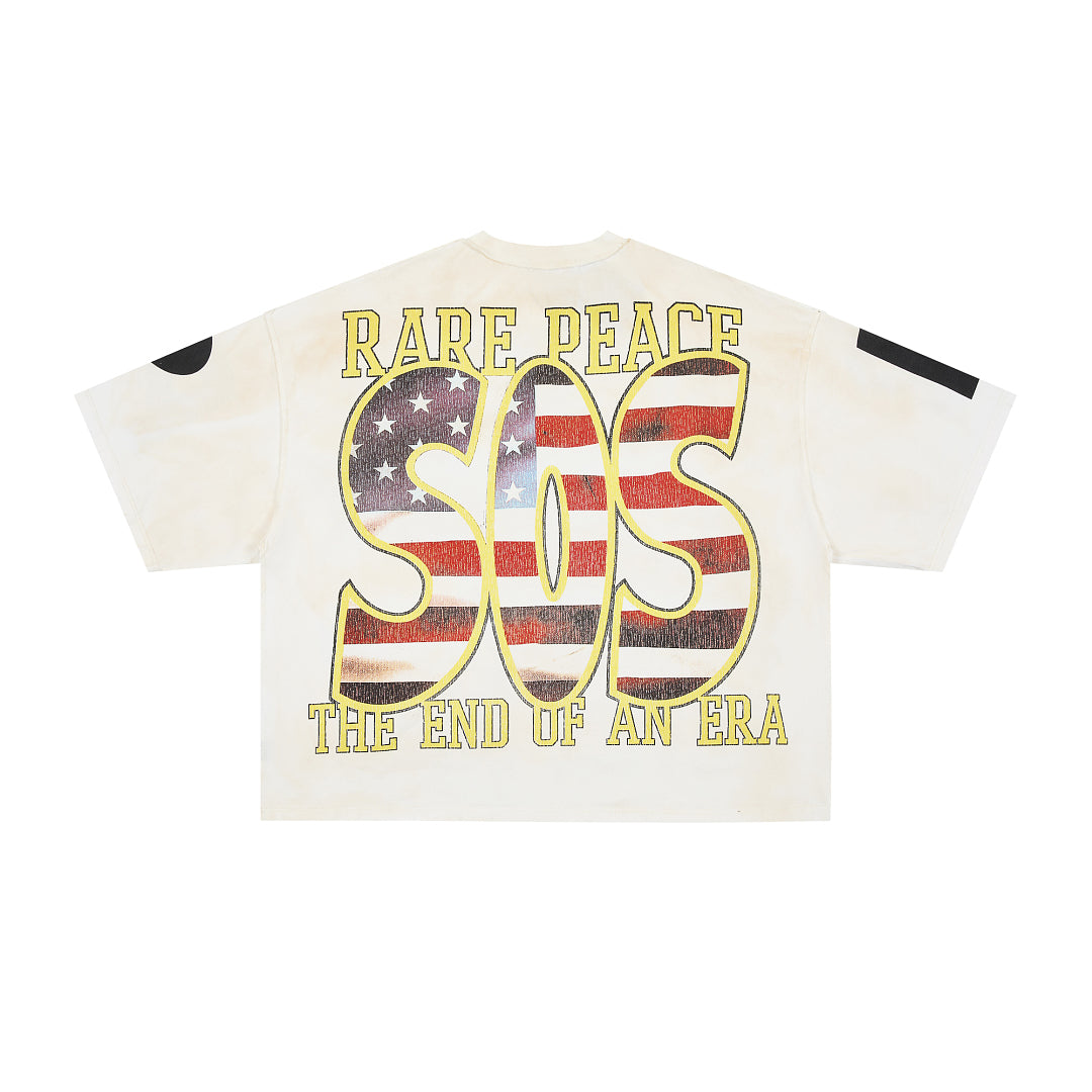 RARE PEACE The Dark Age 2.0 Never‑Mind Rhinestone Cropped Oversized T‑Shirt