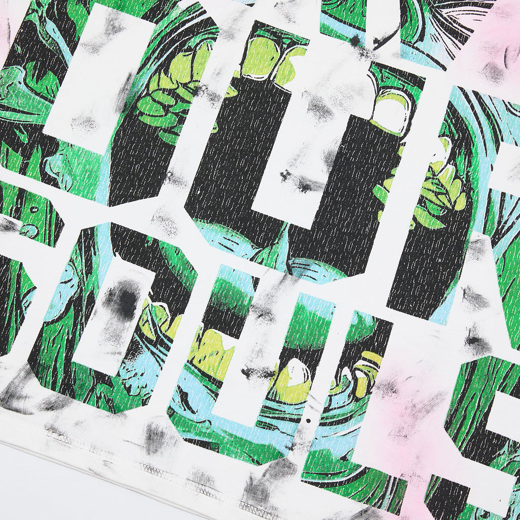 RARE PEACE Screaming Zombie Rhinestone Cropped Oversized T‑Shirt
