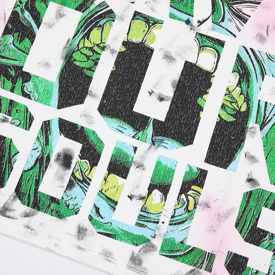 RARE PEACE Screaming Zombie Rhinestone Cropped Oversized T‑Shirt