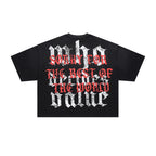 RARE PEACE Crown‑of‑Thorns Jesus Rhinestone Cropped Oversized T‑Shirt