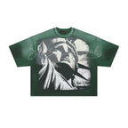 RARE PEACE Blind‑Folded Statue of Liberty Rhinestone Cropped Oversized T‑Shirt