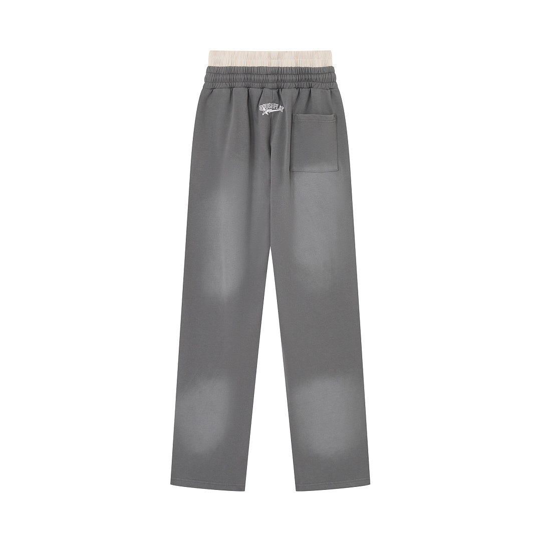 ROUGHPLAY Heavyweight Washed Sweatpants - Orange Side Logo & Double Waistband