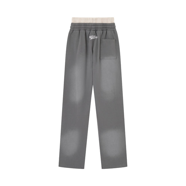 ROUGHPLAY Heavyweight Washed Sweatpants - Orange Side Logo & Double Waistband Main Image