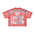 RARE PEACE Warrior‑Angel Rhinestone Print Cropped Oversized T‑Shirt