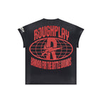 ROUGHPLAY Heavyweight Distressed Graphic Tee - Skeleton & Classic Car Vintage Washed T-Shirt