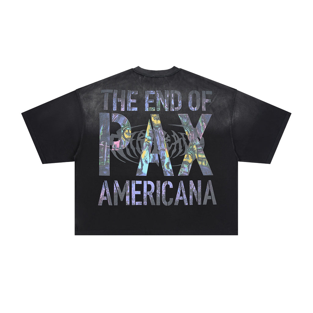 RARE PEACE Bad Habit Monster Parade Graphic Cropped Oversized T‑Shirt