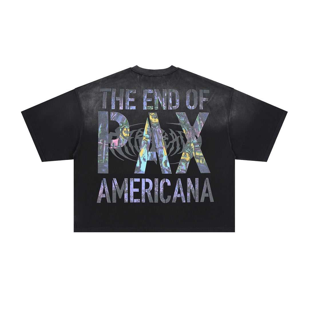 RARE PEACE Bad Habit Monster Parade Graphic Cropped Oversized T‑Shirt