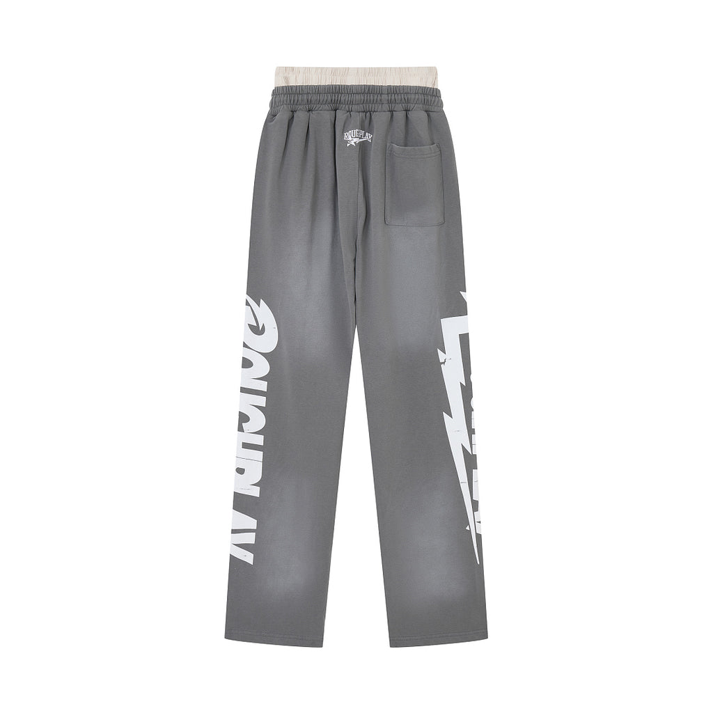 ROUGHPLAY Heavyweight Washed Sweatpants - Lightning Bolt Logo & Double Waistband