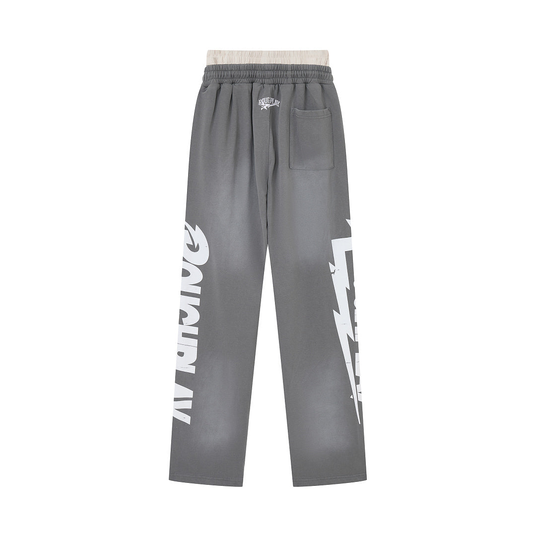 ROUGHPLAY Heavyweight Washed Sweatpants - Lightning Bolt Logo & Double Waistband