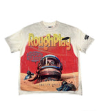 ROUGHPLAY Heavyweight Distressed Graphic Tee - Cyber Helmet & Desert Wasteland