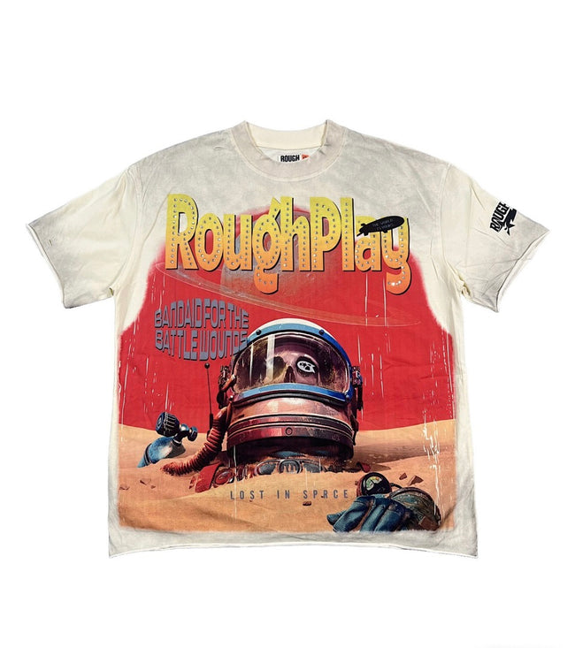 ROUGHPLAY Heavyweight Distressed Graphic Tee - Cyber Helmet & Desert Wasteland Main Image
