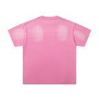 MAJESTIK Distressed Pink Graphic T-Shirt Unisex Sun-Faded Y2K Racing Pop-Art Oversized Streetwear Short Sleeve Top