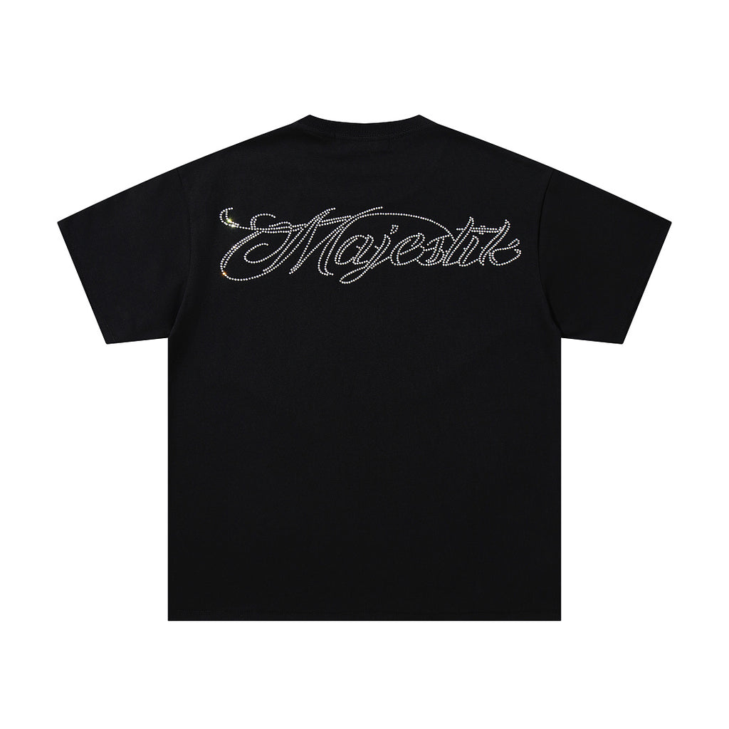 MAJESTIK Cyber Skull Graphic T-Shirt Unisex Black Y2K Gothic Tropical Sunset Oversized Streetwear Short Sleeve Top