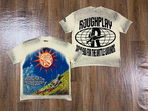 ROUGHPLAY Heavyweight Vintage Washed Graphic Tee - Skeleton & Sun Graphic T-Shirt