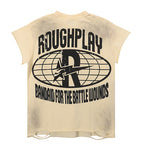 ROUGHPLAY Heavyweight Distressed Graphic Tee - Sun Emblem & Reclining Skeleton