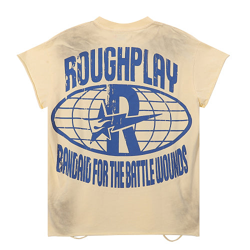 ROUGHPLAY Heavyweight Distressed Graphic Tee - Flame Oval Emblem