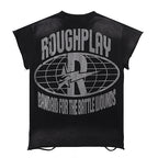 ROUGHPLAY Heavyweight Distressed Graphic Tee - Neon Bolt & Pink Classic Car