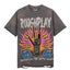 ROUGHPLAY Heavyweight Distressed Graphic Tee - Rock Hand Sign & Flaming Aura
