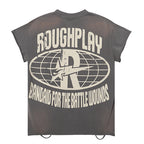 ROUGHPLAY Heavyweight Distressed Graphic Tee - Flame Oval Emblem