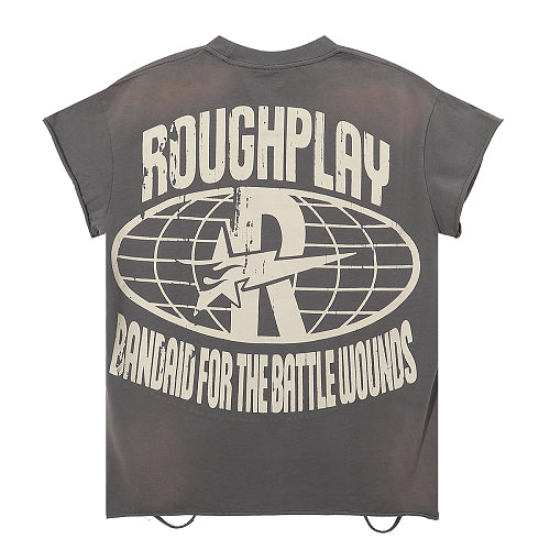 ROUGHPLAY Heavyweight Distressed Graphic Tee - Flame Oval Emblem