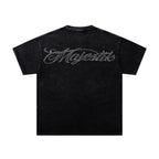 MAJESTIK Superbike Racing Graphic T-Shirt Unisex Acid Wash Black Y2K Biker Sports Dual-Sided Heavyweight Oversized Streetwear Short Sleeve Top