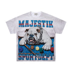 MAJESTIK Billiards Bulldog Graphic T-Shirt Unisex Light Grey Y2K Acid Wash Sport Dept Oversized Streetwear Short Sleeve Top
