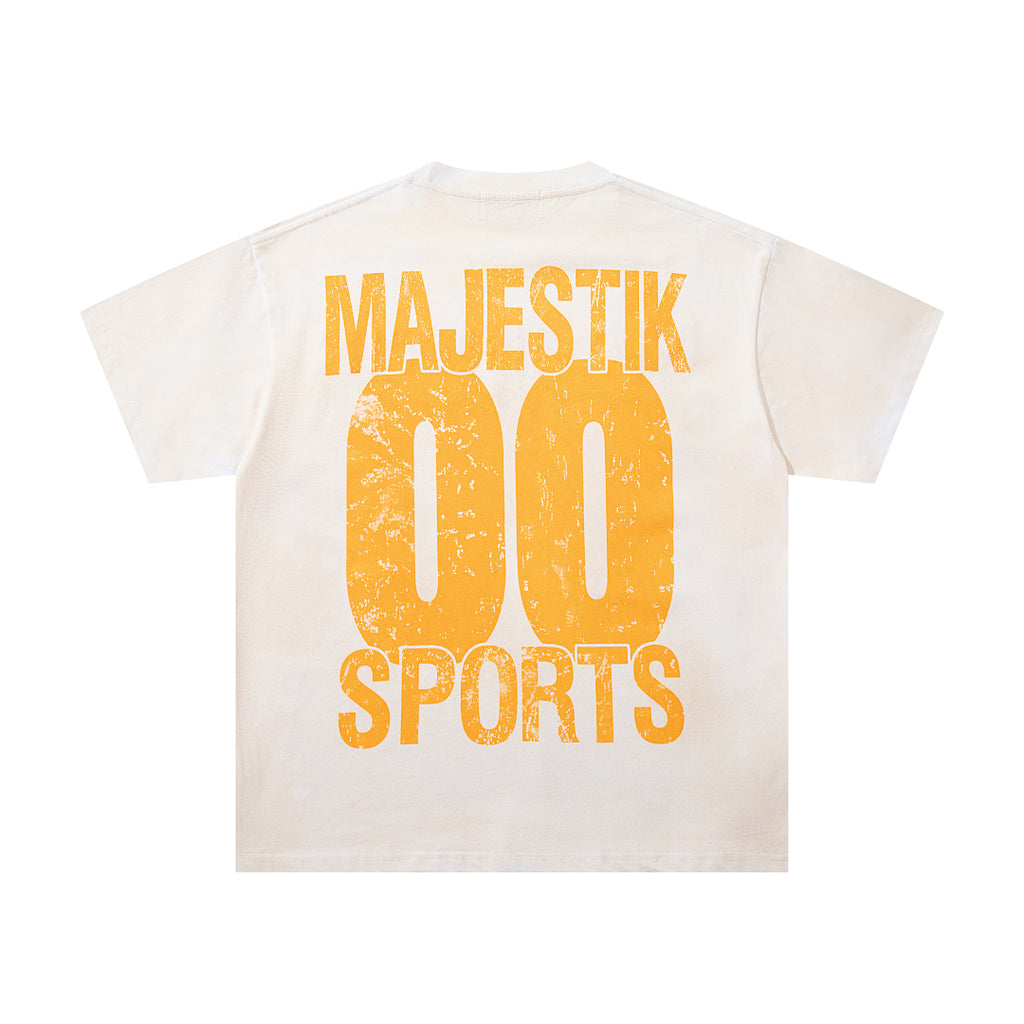 MAJESTIK Paradise Supercar Graphic T-Shirt Unisex Cream Off-White Y2K Retro Sunset Palm Tree Oversized Streetwear Short Sleeve Top