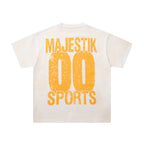 MAJESTIK Paradise Supercar Graphic T-Shirt Unisex Cream Off-White Y2K Retro Sunset Palm Tree Oversized Streetwear Short Sleeve Top