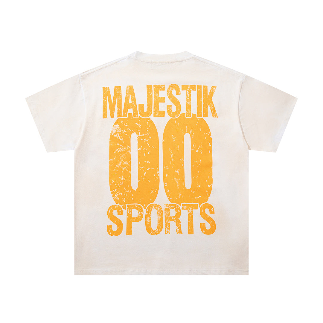 MAJESTIK Paradise Supercar Graphic T-Shirt Unisex Cream Off-White Y2K Retro Sunset Palm Tree Oversized Streetwear Short Sleeve Top