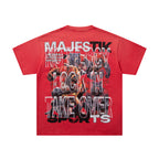MAJESTIK Lock In Take Over Graphic T-Shirt Unisex Red Y2K Athletic Basketball Guard Dog Oversized Streetwear Short Sleeve Top