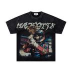 MAJESTIK Racing Champion Trophy Graphic T-Shirt Unisex Acid Wash Black Y2K Motorsport Oversized Streetwear Short Sleeve Top