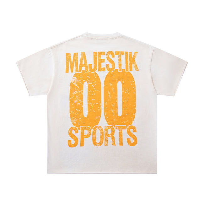 MAJESTIK Bulldog Football Graphic T-Shirt Unisex Cream Off-White Y2K Retro Sports 00 Varsity Oversized Streetwear Short Sleeve Top Main Image