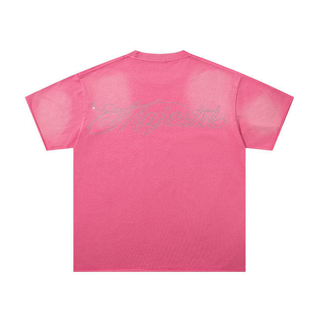 MAJESTIK Light In Darkness Angel Graphic T-Shirt Unisex Hot Pink Acid Wash Y2K Renaissance Sculpture Oversized Streetwear Short Sleeve Top Main Image