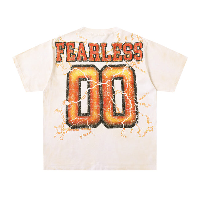 MAJESTIK Fearless 00 Gorilla Graphic T-Shirt Unisex Cream Off-White Y2K Streetwear Lightning Wash Short Sleeve Top Main Image