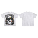 MAJESTIK Eagle Football Mascot Graphic T-Shirt Unisex Washed Gray Y2K Sports Merch Oversized Streetwear Short Sleeve Top