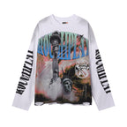 ROUGHPLAY Distressed Statue of Liberty Graphic Long Sleeve Shirt Unisex Vintage Oversized Streetwear Crewneck Top
