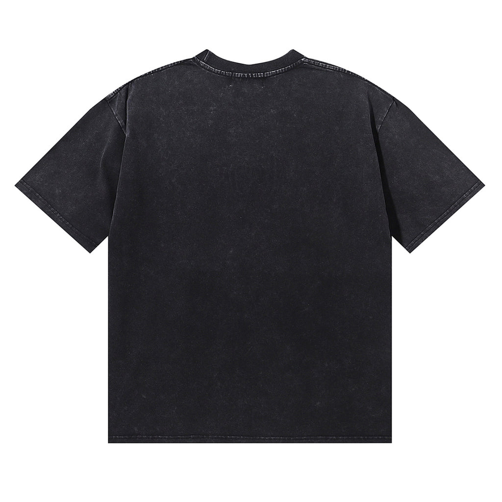 MAJESTIK Electric Lightning Cyber Football Player Graphic T-Shirt Unisex Acid Wash Black Y2K Athletic Oversized Streetwear Short Sleeve Top