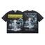 MAJESTIK World Invasion UFO Graphic T-Shirt Unisex Acid Wash Black Y2K Cyberpunk Sci-Fi Heavyweight Oversized Streetwear Short Sleeve Top