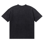 MAJESTIK Grim Reaper Skeleton Graphic T-Shirt Unisex Acid Wash Black Y2K Cyber Gothic Heavyweight Oversized Streetwear Short Sleeve Top