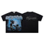 MAJESTIK Electric Lightning Football Player Graphic T-Shirt Unisex Acid Wash Black Y2K Cyber Athletic Oversized Streetwear Short Sleeve Top
