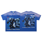 MAJESTIK Silence Before Storms Graphic T-Shirt Unisex Acid Wash Royal Blue Y2K Sports World Oversized Streetwear Short Sleeve Top