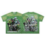 MAJESTIK No Mercy Football Graphic T-Shirt Unisex Acid Wash Green Y2K Sports Poster Oversized Streetwear Short Sleeve Top