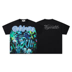 MAJESTIK Toxic Skeleton Graphic T-Shirt Unisex Black Y2K Cyber Grunge Gothic Oversized Streetwear Short Sleeve Top