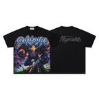 MAJESTIK Cyberpunk Mecha Monster Graphic T-Shirt Unisex Black Y2K Gothic Sci-Fi Oversized Streetwear Short Sleeve Top
