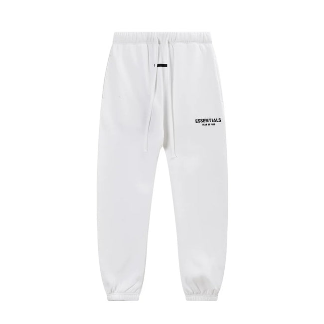 Fog Essentials Small‑Logo White Elastic‑Waist Cuffed‑Ankle Loose‑Fit Jogger Pants Hover Image