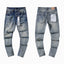 Multi‑Layer Ripped Paint‑Splatter Vintage Slim Denim Jeans