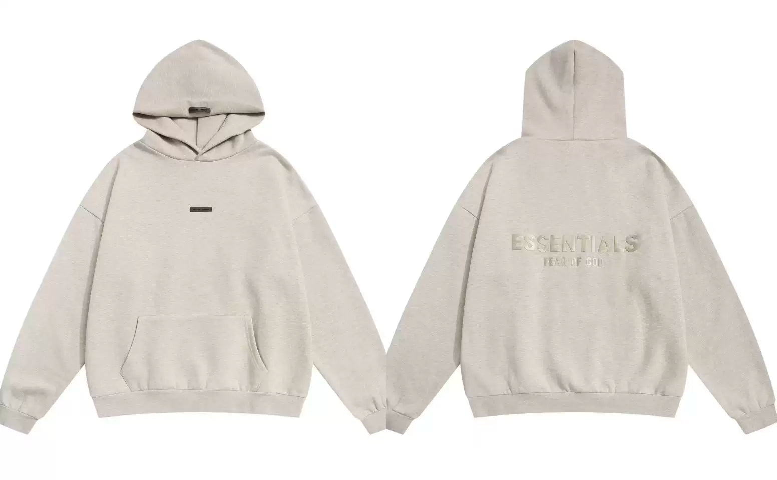 Fog Essentials Oversized Double‑Sided Print Hoodie, Drop‑Shoulder Loose Fit Pullover Sweatshirt
